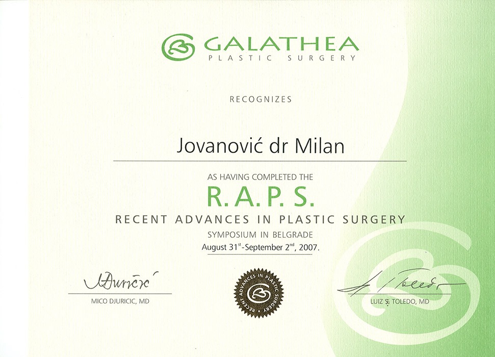 Diploma hirurga, sertifikat, RAPS VI