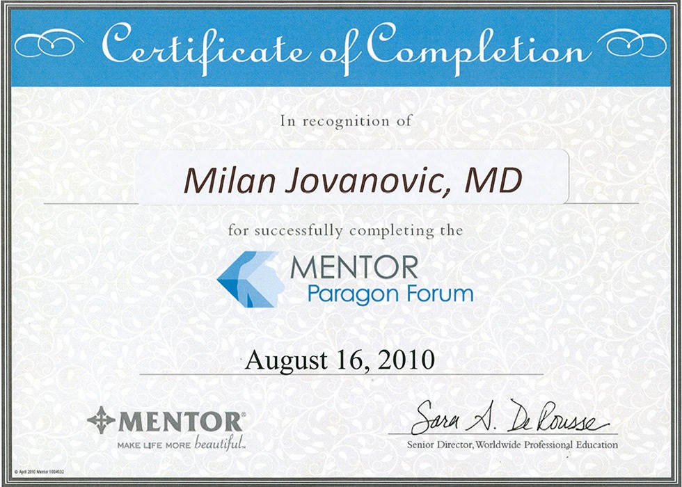 Diploma hirurga, sertifikat, Mentor