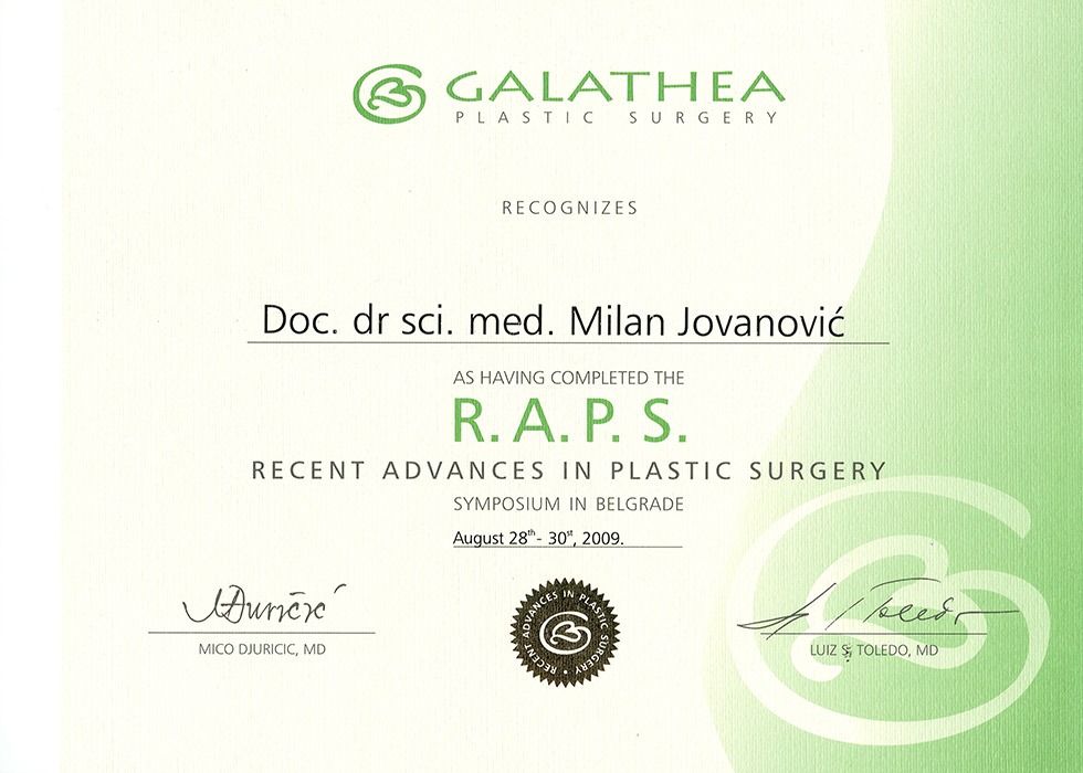 Diploma hirurga, sertifikat, RAPS VIII