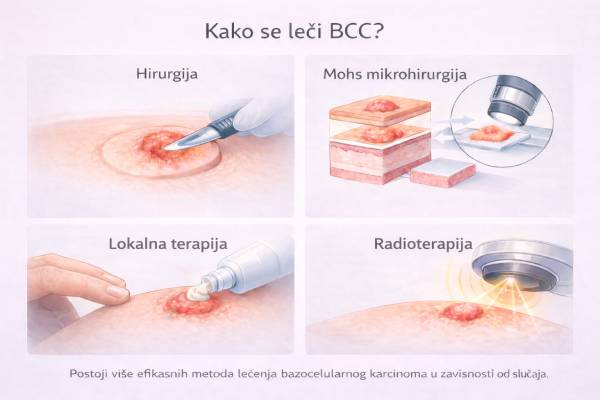Metode lečenja bazocelularnog karcinoma prikazane u infografiku
