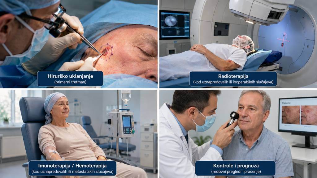 Lečenje planocelularnog karcinoma kože hirurgijom, radioterapijom i imunoterapijom