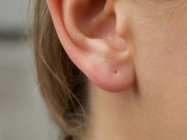 Ušna resica sa piercingom kao mesto gde nastaje keloid na uhu